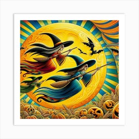 Witches Flying Art Print