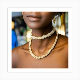 Single Beautiful African Pearly Necklace On Displa (4) Art Print