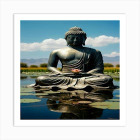 Default Zeno Stoic Buddha Lotus Meditation In Middle Of Water 0 Transformed Art Print