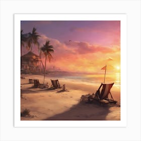 276089 Sunset Time On The Beach Xl 1024 V1 0 Art Print