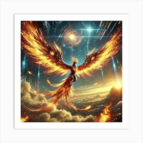 Dawn Phoenix Flight And Fire Wings Converted Art Print