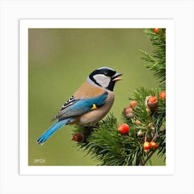 Tit on branch 12 Art Print