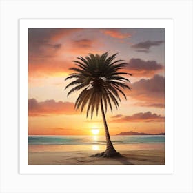 Palm Tree At Sunset Art Print