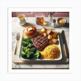 Steak And Broccoli Art Print