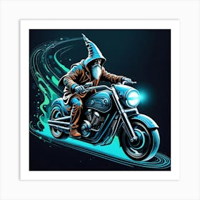 Gnome On A Motorcycle Art Print