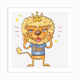 Animation Lion Animals King Cool Art Print