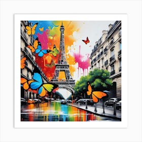 Paris With Butterflies 3 Art Print