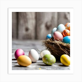 Easter Eggs In A Nest 1 Art Print