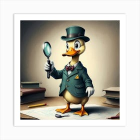 Duck With Magnifying Glass 5 Art Print