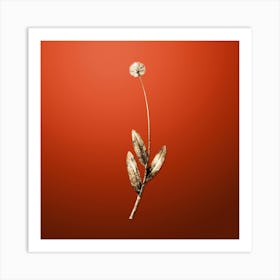 Gold Botanical Victory Onion on Tomato Red n.2531 Art Print