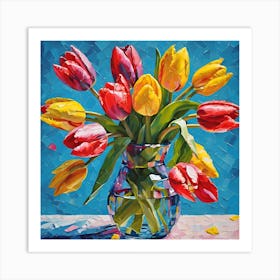 Spring Tulips in Glass Vase Art Print
