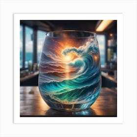 Ocean Wave Wine Glass Art Print