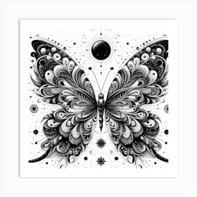 Black And White Butterfly Art Art Print