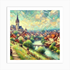 Village By The River Art Print