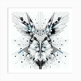 Colibri Head - Abstract Line Art Illustration 13 Art Print