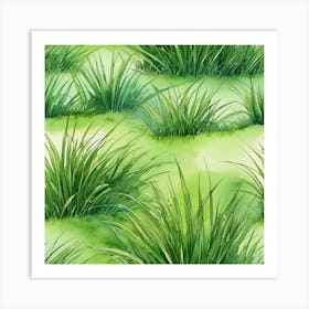 Watercolor Grass Seamless Pattern Art Print