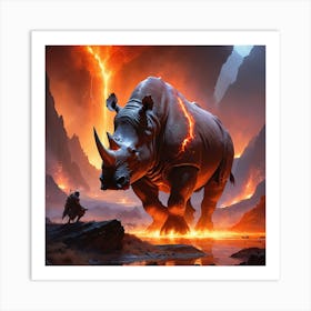 Magma Rhino Art Print