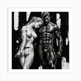 Couple in Love in Black and White Art Print