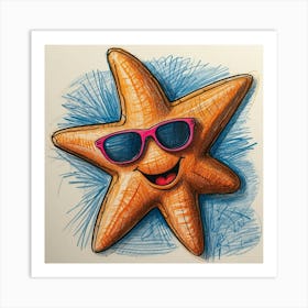 Starfish With Sunglasses 2 Art Print