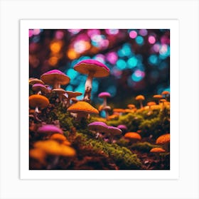 Magic Mushrooms In The Forest Art Print