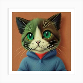 Cat In Hoodie Art Print