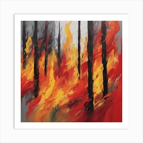 Fire In The Forest 4 Art Print