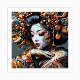 Japan Traditional Geisha Illustration By Ad 128 Art Print