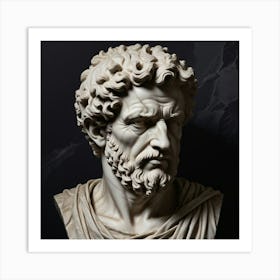 Lines Stoic Marble Bust Of The Roman Empero Art Print