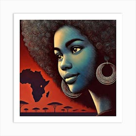 African Woman With Afro Art Print