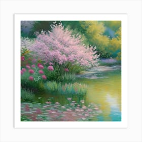 PINK TREE MONET STILE PRINT Art Print