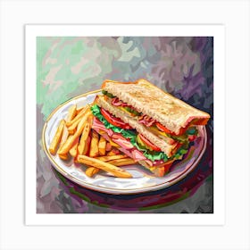 French Fries And A Sandwich Art Print