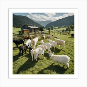 Goats In The Pasture Art Print