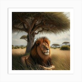 Lion In The Savannah 41 Art Print