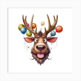 Deer With Balloons 7 Art Print