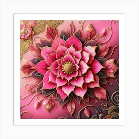 Pink Flower Painting 1 Art Print