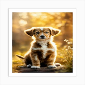 Puppy In The Woods Art Print