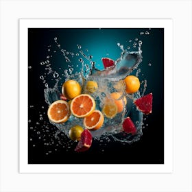 Oranges Splashing Water 1 Art Print