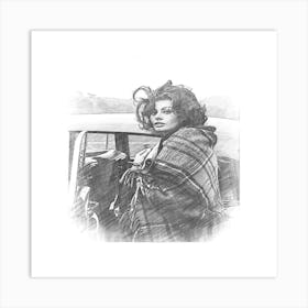 Woman In A Car Art Print