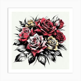 Rose flowers Art Print