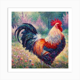 Rooster In The Field Art Print