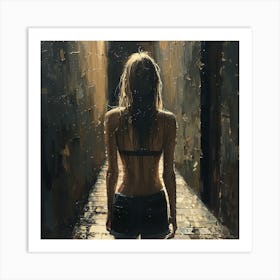 Girl In The Rain 1 Art Print