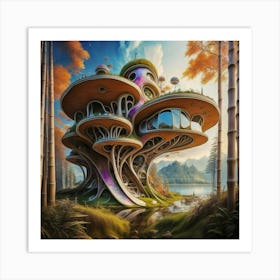 Huge colorful futuristic house design with vibrant details 17 Art Print