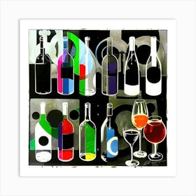 Cocktails Near Me - Wine And Glasses Art Print