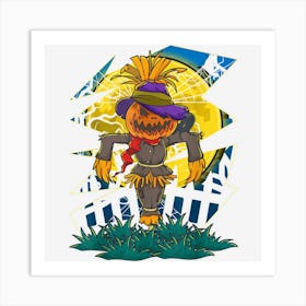 Vintage Scarecrow Halloween Witches Hat Farm Protector Magic Art Print