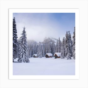 Cabins In The Snow 1 Art Print