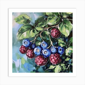 Blueberries Fairycore Painting 1 Art Print