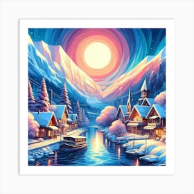 Winter Village Art Print