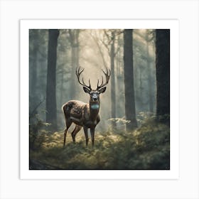 Deer In The Forest Haze Ultra Detailed Film Photography Light Leaks Larry Bud Melman Trending (28) Art Print