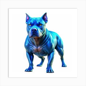 Blue Muscular Pitbull Dog Art Print