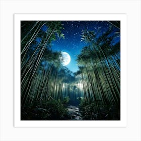 Firefly Moonlit Bamboo Forest Under A Starry Midnight Sky 50098 (2) Art Print